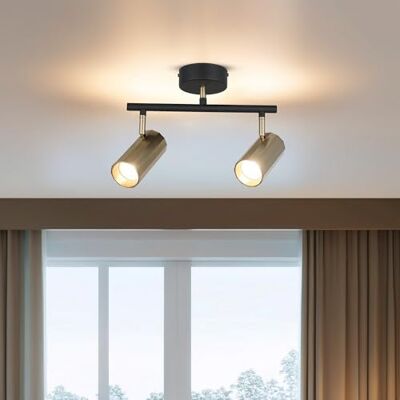 Opviq Elegante lampadario in metallo, nero e antico, altezza 23 cm, include 2 lampadine GU10, IP20, perfetto per spazi di vita moderni e aree da dare Opviq Elegante lampadario in metallo, nero e antico, altezza 23 cm, include 2 lampadine GU10, IP20, perfetto per spazi di vita moderni e aree da dare