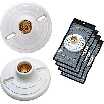 ISOLATECH 4x Portalampada E27 in Plastica da Parete con Fori ISOLATECH 4x Portalampada E27 in Plastica da Parete con Fori