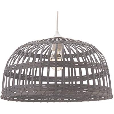 LUSSIOL Lampada Phuket, sospensione bambù, 60 W, grigio, ø 40 x H 22 cm LUSSIOL Lampada Phuket, sospensione bambù, 60 W, grigio, ø 40 x H 22 cm