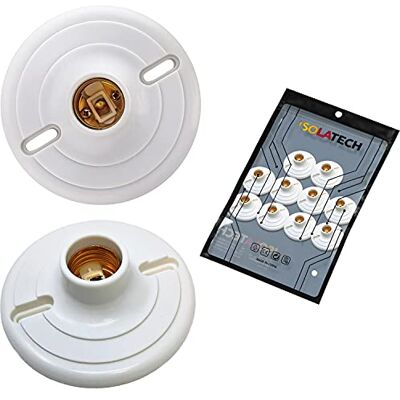 ISOLATECH 10x Portalampada E27 in Plastica da Parete con Fori ISOLATECH 10x Portalampada E27 in Plastica da Parete con Fori