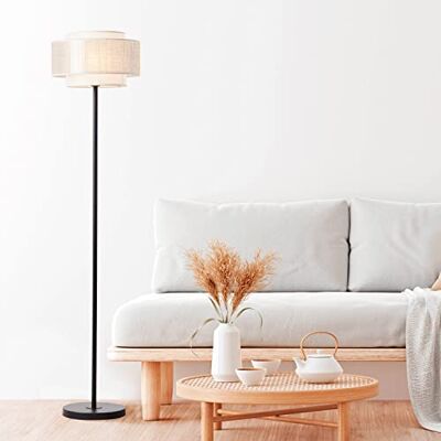 Brilliant Lampada da terra decorativa con interruttore a pedale, adatta per lampadine E27 in metallo/tessuto/carta, colore nero/beige – Ø 36 cm e 53 m di altezza, Brilliant Lampada da terra decorativa con interruttore a pedale, adatta per lampadine E27 in metallo/tessuto/carta, colore nero/beige – Ø 36 cm e 53 m di altezza,