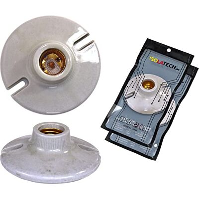 ISOLATECH 2x Portalampada E27 in Ceramica da Parete con Fori ISOLATECH 2x Portalampada E27 in Ceramica da Parete con Fori