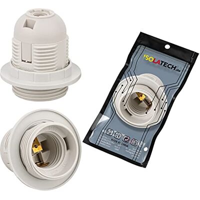 ISOLATECH 1x Portalampada E27 in Plastica con 2 Anelli per Paralume ISOLATECH 1x Portalampada E27 in Plastica con 2 Anelli per Paralume