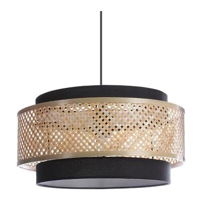 LUSSIOL Sospensione PAPAYA, Tamburo, Ufficio/Ingresso/Soggiorno, Diametro 38 cm, Naturale/Nero, Bambù/Tessile, Moderno, Interno, E27 LUSSIOL Sospensione PAPAYA, Tamburo, Ufficio/Ingresso/Soggiorno, Diametro 38 cm, Naturale/Nero, Bambù/Tessile, Moderno, Interno, E27