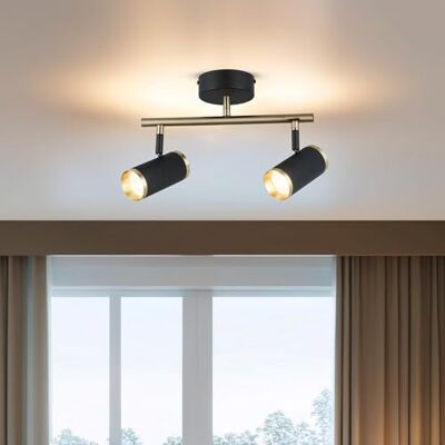 Opviq Elegante lampadario in metallo, nero e antico, altezza 22 cm, include 2 lampadine GU10, IP20, perfetto per spazi di vita moderni e aree da dare Opviq Elegante lampadario in metallo, nero e antico, altezza 22 cm, include 2 lampadine GU10, IP20, perfetto per spazi di vita moderni e aree da dare