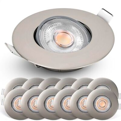 EMOS Faretti Led da Incasso per Cartongesso nichel 3000K Set di 12 Faretto a Luce Led Orientabili a 50° da 4.9W/380 Lumen Rotondi – Faretti Soffitto, Spot Led Bianco Caldo EMOS Faretti Led da Incasso per Cartongesso nichel 3000K Set di 12 Faretto a Luce Led Orientabili a 50° da 4.9W/380 Lumen Rotondi – Faretti Soffitto, Spot Led Bianco Caldo