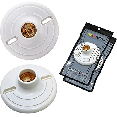 ISOLATECH 2x Portalampada E27 in Plastica da Parete con Fori ISOLATECH 2x Portalampada E27 in Plastica da Parete con Fori