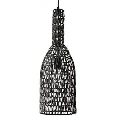 LUSSIOL Lampadario Shiva, sospensione Rattan 60 W, Nero, ø 15 x 60 cm LUSSIOL Lampadario Shiva, sospensione Rattan 60 W, Nero, ø 15 x 60 cm