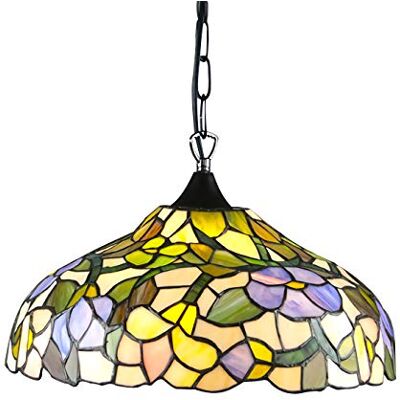 WDBZTJ Lampadari in Stile Tiffany, Plafoniere Vintage in Vetro Colorato, Lampada A Sospensione E27 Regolabile in Altezza Per Camera Da Letto, Soggiorno, Sala Da Pranzo, Bar, Cucina, 40cm WDBZTJ Lampadari in Stile Tiffany, Plafoniere Vintage in Vetro Colorato, Lampada A Sospensione E27 Regolabile in Altezza Per Camera Da Letto, Soggiorno, Sala Da Pranzo, Bar, Cucina, 40cm