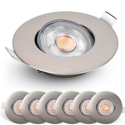 EMOS Faretti LED da Incasso per Cartongesso dimmerabile, 230V, 4,9 W/480 lm, orientabile a 50°, bianco caldo 2700k, Set di 6 Faretti LED Soffitto Incasso per interni, Rotondi, ultra sottile, Argento EMOS Faretti LED da Incasso per Cartongesso dimmerabile, 230V, 4,9 W/480 lm, orientabile a 50°, bianco caldo 2700k, Set di 6 Faretti LED Soffitto Incasso per interni, Rotondi, ultra sottile, Argento