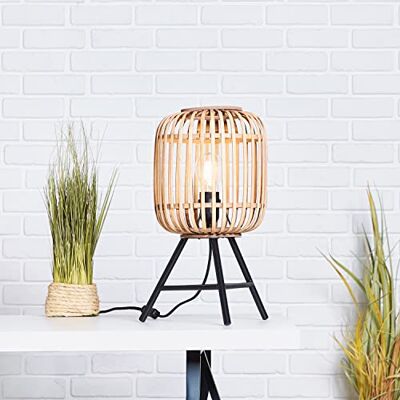 Brilliant Lampada da tavolo in stile naturale; lampada da tavolo decorativa con interruttore intermedio per il soggiorno e la sala da pranzo in metallo/bambù, colore marrone chiaro, diametro 30 cm Brilliant Lampada da tavolo in stile naturale; lampada da tavolo decorativa con interruttore intermedio per il soggiorno e la sala da pranzo in metallo/bambù, colore marrone chiaro, diametro 30 cm