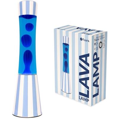 FISURA – Lampe à lave bleue. Lampe décorative relaxante au design original pour maison ou bureau, base à rayures, liquide et lave bleus, ampoule de rechange incluse, 11 x 11 x 39,5 cm FISURA – Lampe à lave bleue. Lampe décorative relaxante au design original pour maison ou bureau, base à rayures, liquide et lave bleus, ampoule de rechange incluse, 11 x 11 x 39,5 cm