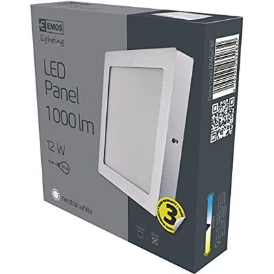 EMOS * zm6232 LED Panel Ceili S 12 W nw IP20, alluminio, argento, 17,8 x 17,8 x 4 cm EMOS * zm6232 LED Panel Ceili S 12 W nw IP20, alluminio, argento, 17,8 x 17,8 x 4 cm