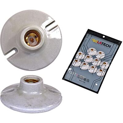 ISOLATECH 10x Portalampada E27 in Ceramica da Parete con Fori ISOLATECH 10x Portalampada E27 in Ceramica da Parete con Fori