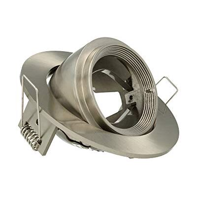 LEDLUX Porta Faretto Led GU10 MR16 Da Incasso Orientabile 90 Gradi Rotondo Con Ghiera Foro 90mm Con Illuminazione Asimmetrica (Nichel Satinato) LEDLUX Porta Faretto Led GU10 MR16 Da Incasso Orientabile 90 Gradi Rotondo Con Ghiera Foro 90mm Con Illuminazione Asimmetrica (Nichel Satinato)