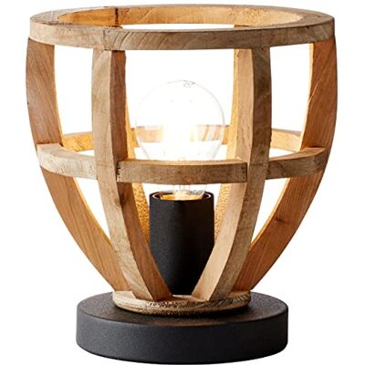 Brilliant Lampada da tavolo in stile vintage – Lampada da tavolo decorativa con interruttore intermedio per soggiorno e sala da pranzo in legno/metallo, in legno anticato/corindone nero, altezza 22 cm Brilliant Lampada da tavolo in stile vintage – Lampada da tavolo decorativa con interruttore intermedio per soggiorno e sala da pranzo in legno/metallo, in legno anticato/corindone nero, altezza 22 cm