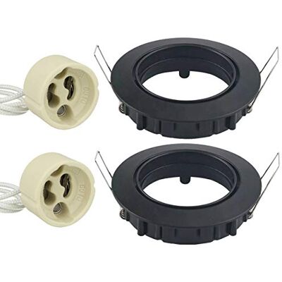 LEDLUX 2 Pezzi Faretto Nero GU10 Incasso, Rotondo Diametro 80mm Con Molla Orientabile, Portalampade GU10 Inclusi, Foro 75mm LEDLUX 2 Pezzi Faretto Nero GU10 Incasso, Rotondo Diametro 80mm Con Molla Orientabile, Portalampade GU10 Inclusi, Foro 75mm