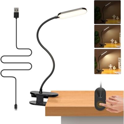 Aigostar Lampada da Lettura LED Ricaricabile a Batteria USB, Braccio Flessibile 360°, 3 Livelli di Luminosità, 4000K Luce Naturale, Clip per Lettura, Protezione Occhi, Nero Aigostar Lampada da Lettura LED Ricaricabile a Batteria USB, Braccio Flessibile 360°, 3 Livelli di Luminosità, 4000K Luce Naturale, Clip per Lettura, Protezione Occhi, Nero