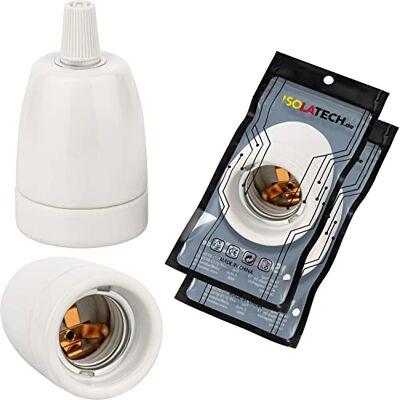 ISOLATECH 2x Portalampada E27 in Ceramica con Scarico di Tensione ISOLATECH 2x Portalampada E27 in Ceramica con Scarico di Tensione
