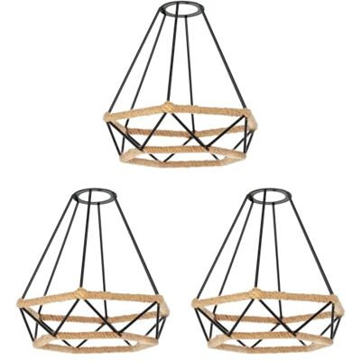 ledscom.de Paralume a gabbia 3x con corda di canapa, motivo a rombi, nero, Ø 200 mm ledscom.de Paralume a gabbia 3x con corda di canapa, motivo a rombi, nero, Ø 200 mm