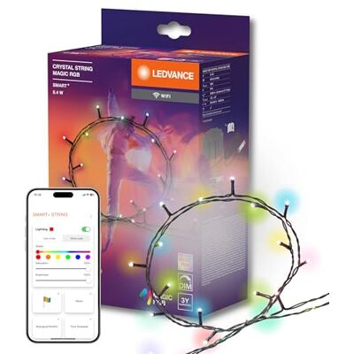 LEDVANCE - luce decorativa a led WiFi smart con cristallo, luce colorata, RGB, dimmerabile, nero, lampadine non sostituibili - Striscia LED LEDVANCE - luce decorativa a led WiFi smart con cristallo, luce colorata, RGB, dimmerabile, nero, lampadine non sostituibili - Striscia LED