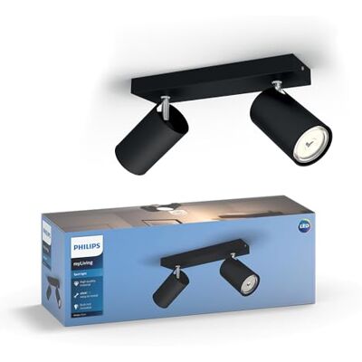 Philips LED Faretto Kosipo, 2 Punti Luce, Attacco GU10, 10W, Nero Philips LED Faretto Kosipo, 2 Punti Luce, Attacco GU10, 10W, Nero