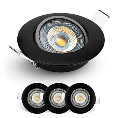 EMOS Faretti LED da Incasso per Cartongesso 5W / 450 Lumen Faretti LED soffitto da incasso 3000K Luce Bianco caldo Set di 3 pezzi Spot LED Orientabili a 50°, Rotondi e Ultra Piatti in nero EMOS Faretti LED da Incasso per Cartongesso 5W / 450 Lumen Faretti LED soffitto da incasso 3000K Luce Bianco caldo Set di 3 pezzi Spot LED Orientabili a 50°, Rotondi e Ultra Piatti in nero