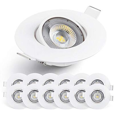 EMOS Incasso per Cartongesso 5W / 450 Lumen Faretti LED soffitto da incasso 4000K Luce Bianco naturale Set di 12 pezzi Spot LED Orientabili a 50°, Rotondi e Ultra Piatti in Bianco EMOS Incasso per Cartongesso 5W / 450 Lumen Faretti LED soffitto da incasso 4000K Luce Bianco naturale Set di 12 pezzi Spot LED Orientabili a 50°, Rotondi e Ultra Piatti in Bianco