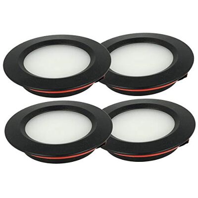 LEDLUX 4 Pezzi Mini Faretto Led Da Incasso Rotondo Slim 3W DC 12V 24V Foro 50mm Per Luci Cucina Bagno Camper (Nero, 6000K) LEDLUX 4 Pezzi Mini Faretto Led Da Incasso Rotondo Slim 3W DC 12V 24V Foro 50mm Per Luci Cucina Bagno Camper (Nero, 6000K)