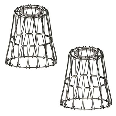 ledscom.de 2x paralume a gabbia, cromo-nero, Ø 135 mm ledscom.de 2x paralume a gabbia, cromo-nero, Ø 135 mm