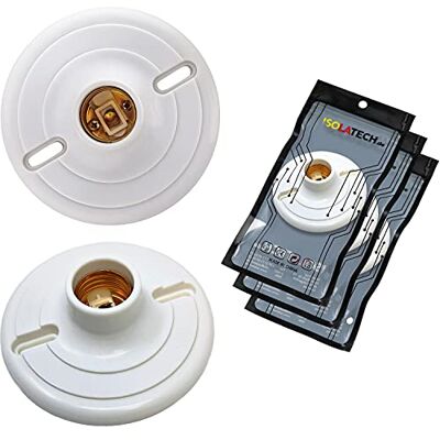 ISOLATECH 3x Portalampada E27 in Plastica da Parete con Fori ISOLATECH 3x Portalampada E27 in Plastica da Parete con Fori