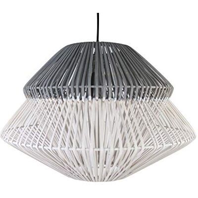 LUSSIOL Anoki, Lampadario a Sospensione in Rattan, 40 W, Grigio/Bianco, Ø 45 x H 33 cm LUSSIOL Anoki, Lampadario a Sospensione in Rattan, 40 W, Grigio/Bianco, Ø 45 x H 33 cm