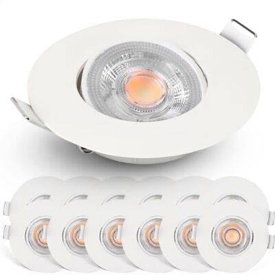 EMOS Faretti LED da Incasso per Cartongesso dimmerabile, 230V, 4,9 W/480 lm, orientabile a 50°, bianco caldo 2700k, Set di 12 Faretti LED Soffitto Incasso per interni, Rotondi, ultra sottile, Bianco EMOS Faretti LED da Incasso per Cartongesso dimmerabile, 230V, 4,9 W/480 lm, orientabile a 50°, bianco caldo 2700k, Set di 12 Faretti LED Soffitto Incasso per interni, Rotondi, ultra sottile, Bianco