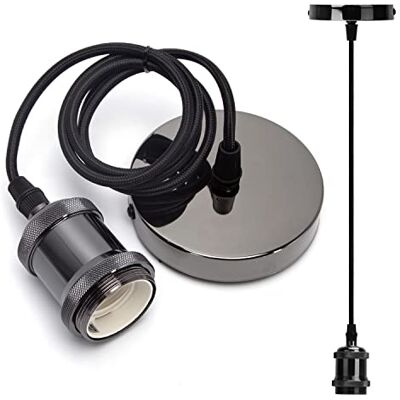Aigostar Lampada a Sospensione in Metallo,Portalampada E27 Soffitto Industriale Stile,Retrò Porta Lampada da Soffitto con Cavo da 1m,Nero(1) Aigostar Lampada a Sospensione in Metallo,Portalampada E27 Soffitto Industriale Stile,Retrò Porta Lampada da Soffitto con Cavo da 1m,Nero(1)