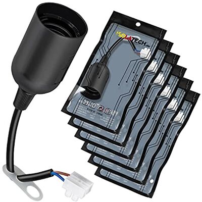 ISOLATECH 6x Portalampada E27 Nero in Plastica Cantiere e Ristrutturazione ISOLATECH 6x Portalampada E27 Nero in Plastica Cantiere e Ristrutturazione