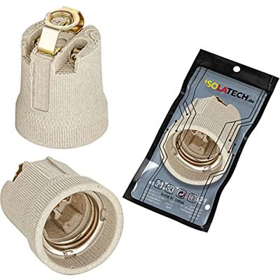 ISOLATECH 1x Portalampada E27 in Ceramica con Staffa M10x1 Femmina ISOLATECH 1x Portalampada E27 in Ceramica con Staffa M10x1 Femmina