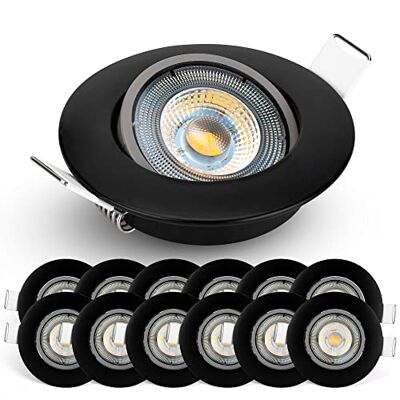 EMOS Faretti LED da Incasso per Cartongesso 5W / 450 Lumen Faretti LED soffitto da incasso 3000K Luce Bianco caldo Set di 12 pezzi Spot LED Orientabili a 50°, Rotondi e Ultra Piatti in nero EMOS Faretti LED da Incasso per Cartongesso 5W / 450 Lumen Faretti LED soffitto da incasso 3000K Luce Bianco caldo Set di 12 pezzi Spot LED Orientabili a 50°, Rotondi e Ultra Piatti in nero