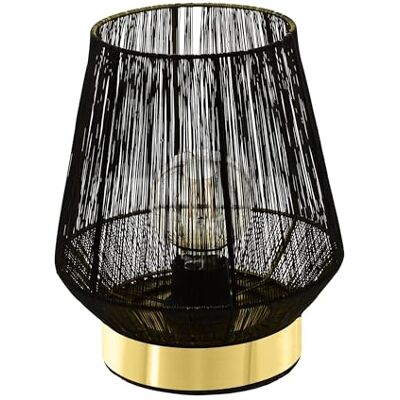 Eglo lampada da tavolo Escandidos, a luce singola, illuminazione da comodino o soggiorno in metallo nero, ottone spazzolato, con interruttore, presa E27 Eglo lampada da tavolo Escandidos, a luce singola, illuminazione da comodino o soggiorno in metallo nero, ottone spazzolato, con interruttore, presa E27