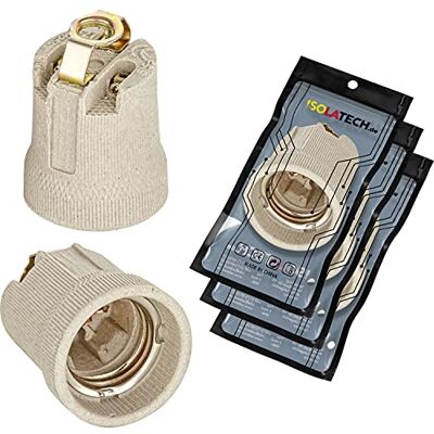 ISOLATECH 3x Portalampada E27 in Ceramica con Staffa M10x1 Femmina ISOLATECH 3x Portalampada E27 in Ceramica con Staffa M10x1 Femmina