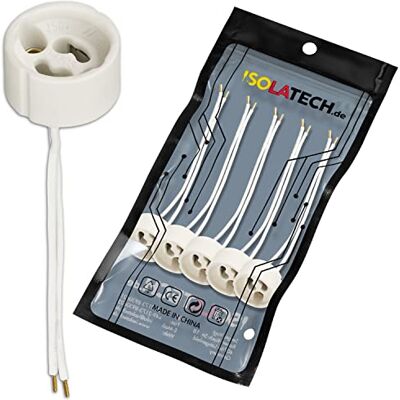 ISOLATECH 5x Portalampada GU10 Ceramica con Ghiere per LED ISOLATECH 5x Portalampada GU10 Ceramica con Ghiere per LED