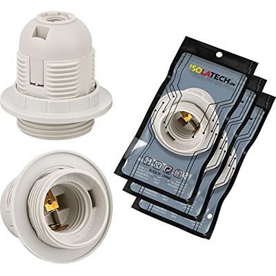 ISOLATECH 3x Portalampada E27 in Plastica con 2 Anelli per Paralume ISOLATECH 3x Portalampada E27 in Plastica con 2 Anelli per Paralume