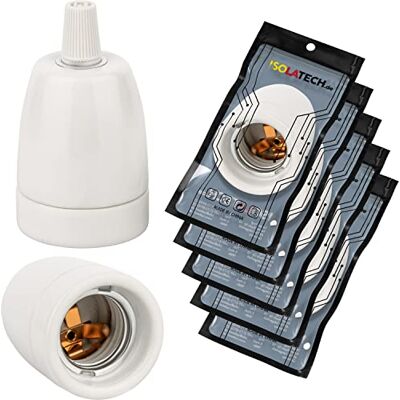 ISOLATECH 5x Portalampada E27 in Ceramica con Scarico di Tensione ISOLATECH 5x Portalampada E27 in Ceramica con Scarico di Tensione