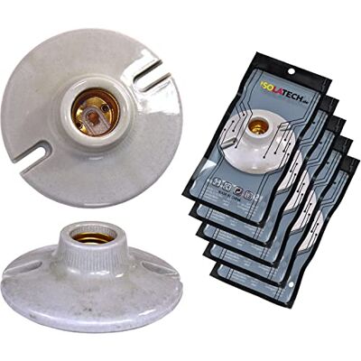 ISOLATECH 5x Portalampada E27 in Ceramica da Parete con Fori ISOLATECH 5x Portalampada E27 in Ceramica da Parete con Fori