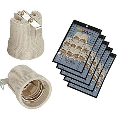 ISOLATECH 50x Portalampada E27 in Ceramica Grigia con Staffa Interna ISOLATECH 50x Portalampada E27 in Ceramica Grigia con Staffa Interna