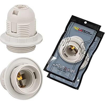 ISOLATECH 2x Portalampada E27 in Plastica con 2 Anelli per Paralume ISOLATECH 2x Portalampada E27 in Plastica con 2 Anelli per Paralume