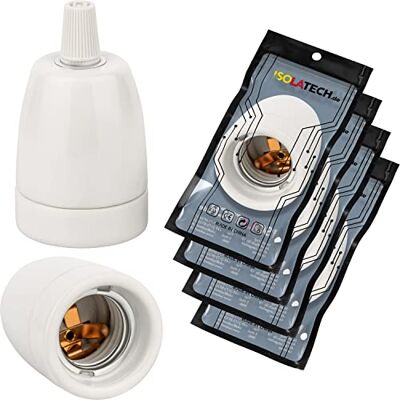 ISOLATECH 4x Portalampada E27 in Ceramica con Scarico di Tensione ISOLATECH 4x Portalampada E27 in Ceramica con Scarico di Tensione