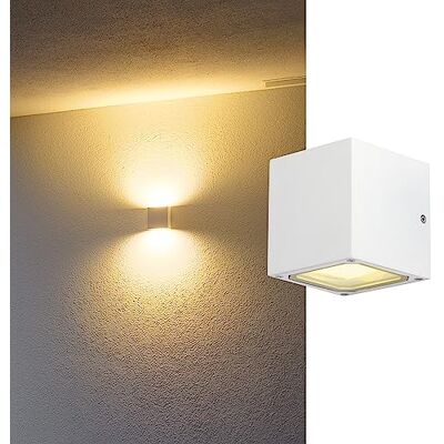 SLV lampada a plafone da parete SITRA CUBE/illuminazione per pareti, stradelli, ingressi, faretto LED esterno, lampada a plafone da esterno, lampada da giardino / GX53 IP44 9W bianco SLV lampada a plafone da parete SITRA CUBE/illuminazione per pareti, stradelli, ingressi, faretto LED esterno, lampada a plafone da esterno, lampada da giardino / GX53 IP44 9W bianco