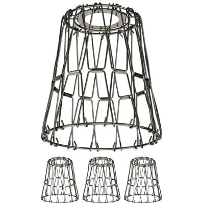 ledscom.de 4x paralume a gabbia, cromo-nero, 135mm Ø ledscom.de 4x paralume a gabbia, cromo-nero, 135mm Ø