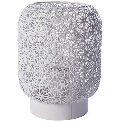 LUSSIOL Lampada da comodino Zephir, lampada decorativa in metallo, 40 W, bianco, ø 15 x H 20 cm LUSSIOL Lampada da comodino Zephir, lampada decorativa in metallo, 40 W, bianco, ø 15 x H 20 cm