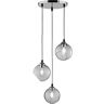 RL LIVE YOUR LIGHT Reality Leuchten Clooney  Lampadario a sospensione in metallo cromato, vetro fumo, 1 lampadina E27